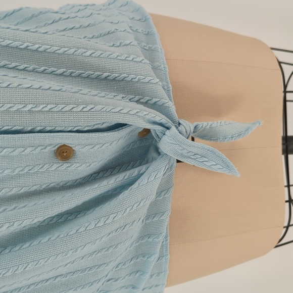 Weatherproof Cable Knit Knot Sweater Top Cardigan Blue L preppy cottagecore - Picture 4 of 8